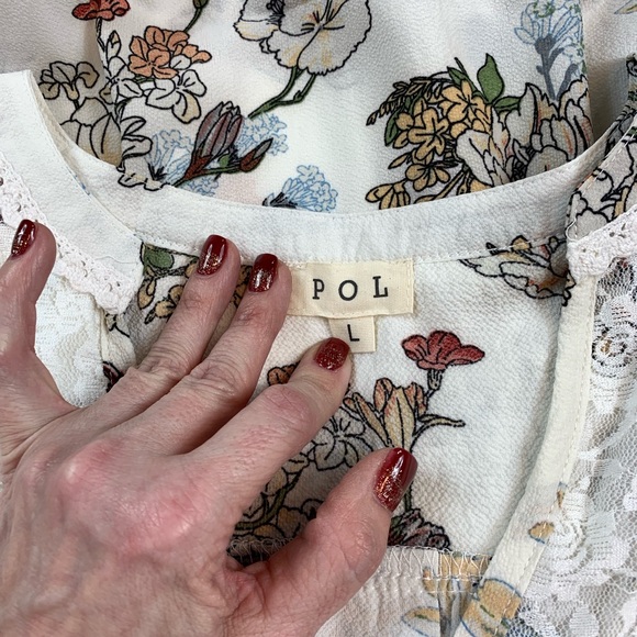 Fun, Floral Lace Puffy Sleeve White Dress - Picture 8 of 9